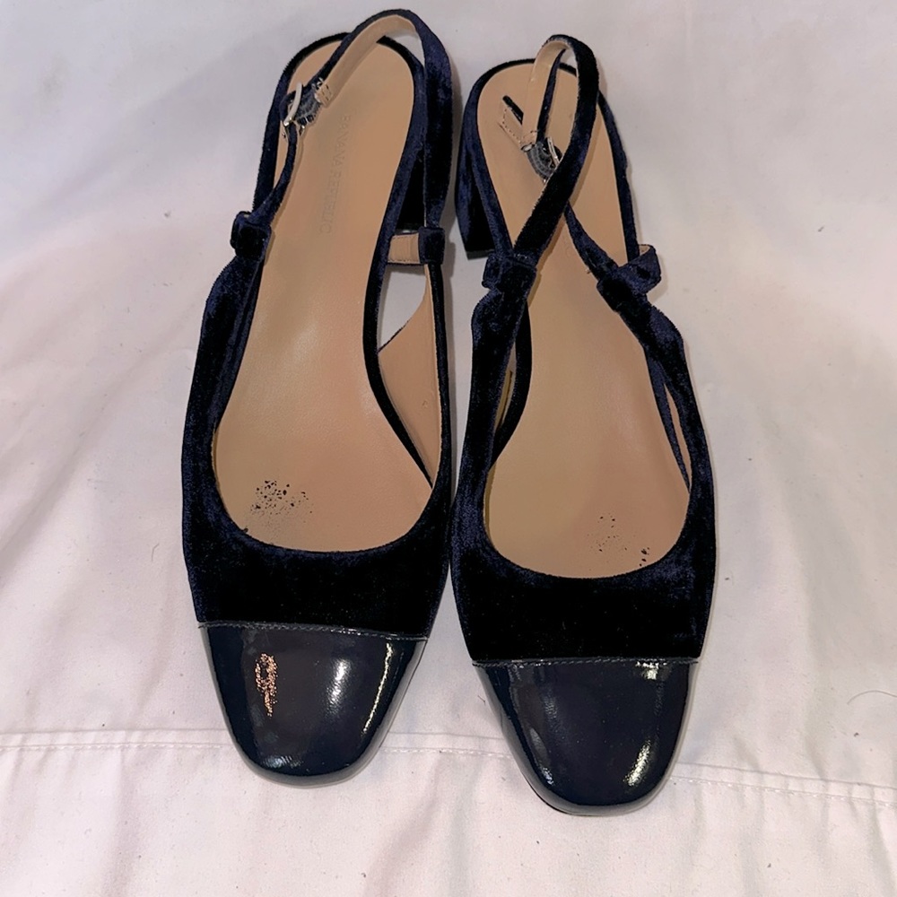Banana Republic Sz.9.5 Blue Velvet Slingback Loafer